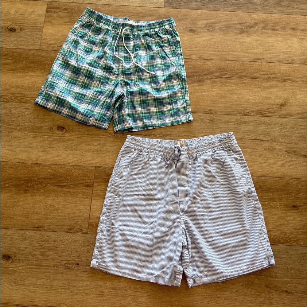 J. Crew Green Plaid and blue Striped Men's cotton shorts